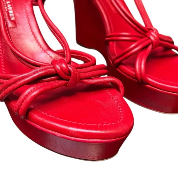 Ralph Lauren Collection Spring 07 Red Strappy Sandals Napa Leather Wedge US 9 - Picture 5 of 14
